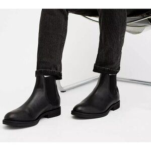 New! AllSaints Black Creed Leather Chelsea Distressed Boots 44 EU 11 US DD339A